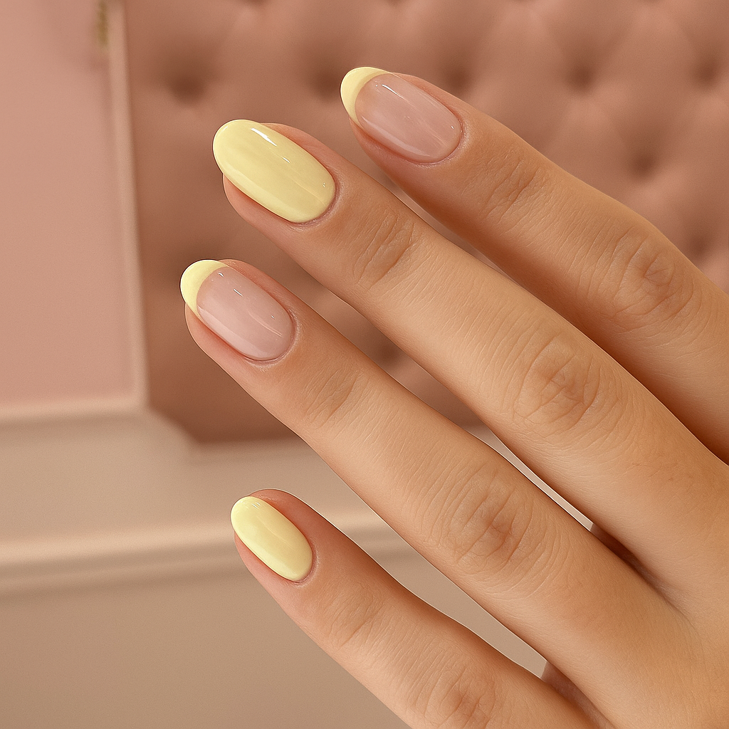 Soft Yellow Gel Tip Nails