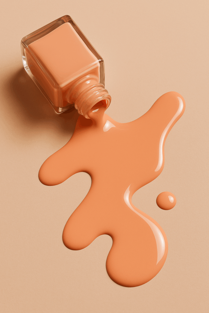 Peach Nail Polish Bottle Spill